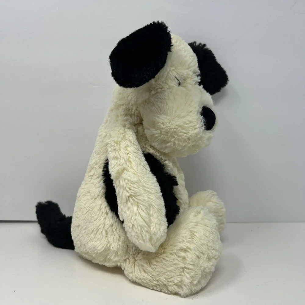 Jellycat Bashful Dog Puppy Plush Black white Stuffed Animal 9